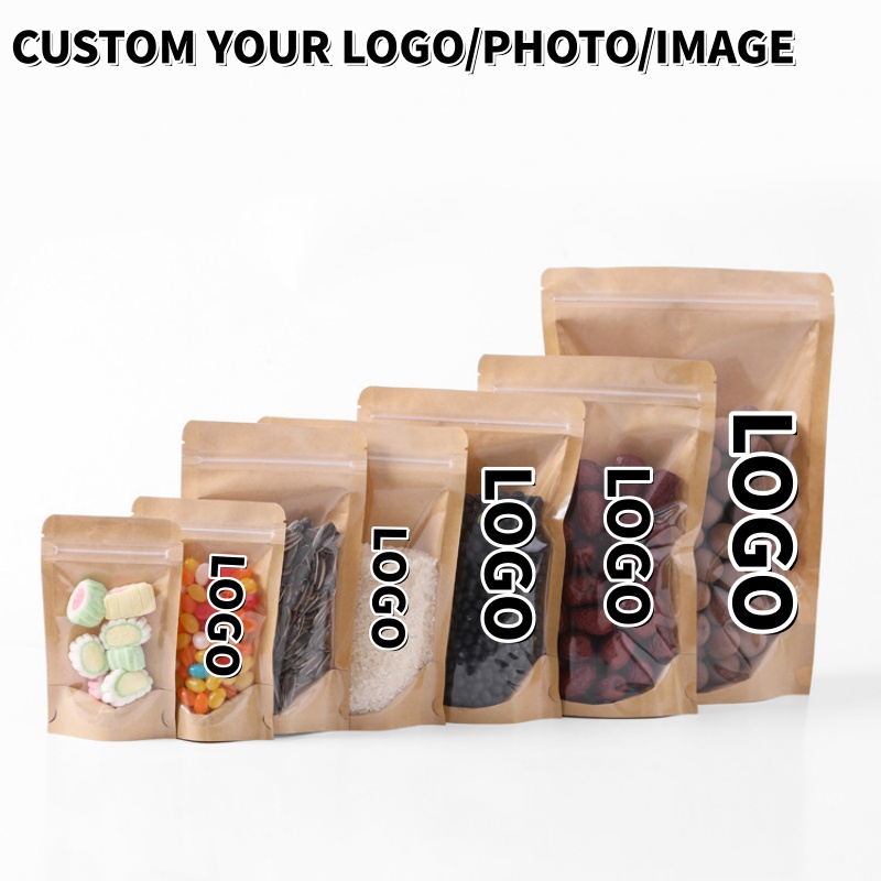Food Day Snacks - 100PCS Clear Front Stand Up Kraft