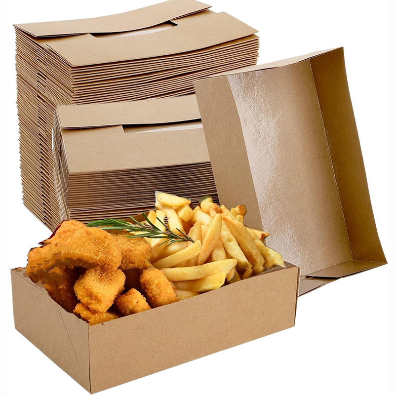 Fast Food With Snacks - 20/50Pcs Kraft Paper Food Trays, 4