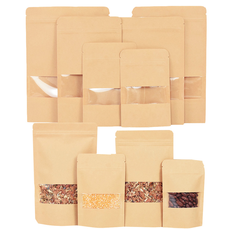 Food Day Snacks - 20/50pcs Kraft Paper Zip Lock Bags
