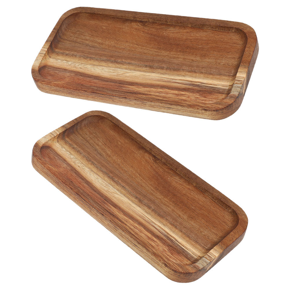 Food Snacks For Camping - 2Pcs Rustic Farmhouse Wooden Serving Tray