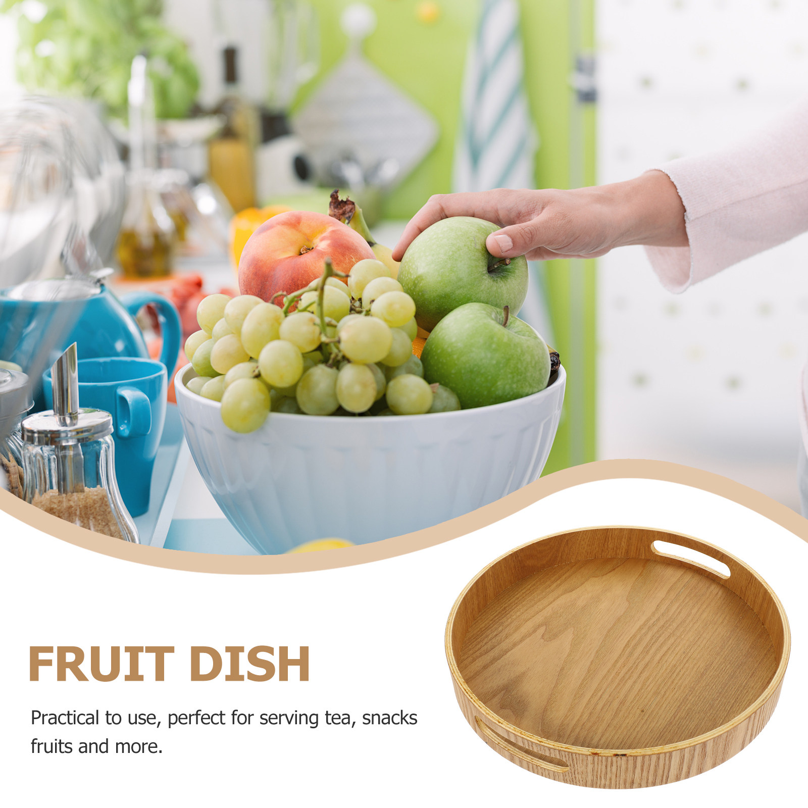 Round Wooden Serving Tray Natu - Food Snacks For Camping ulasan dan harga