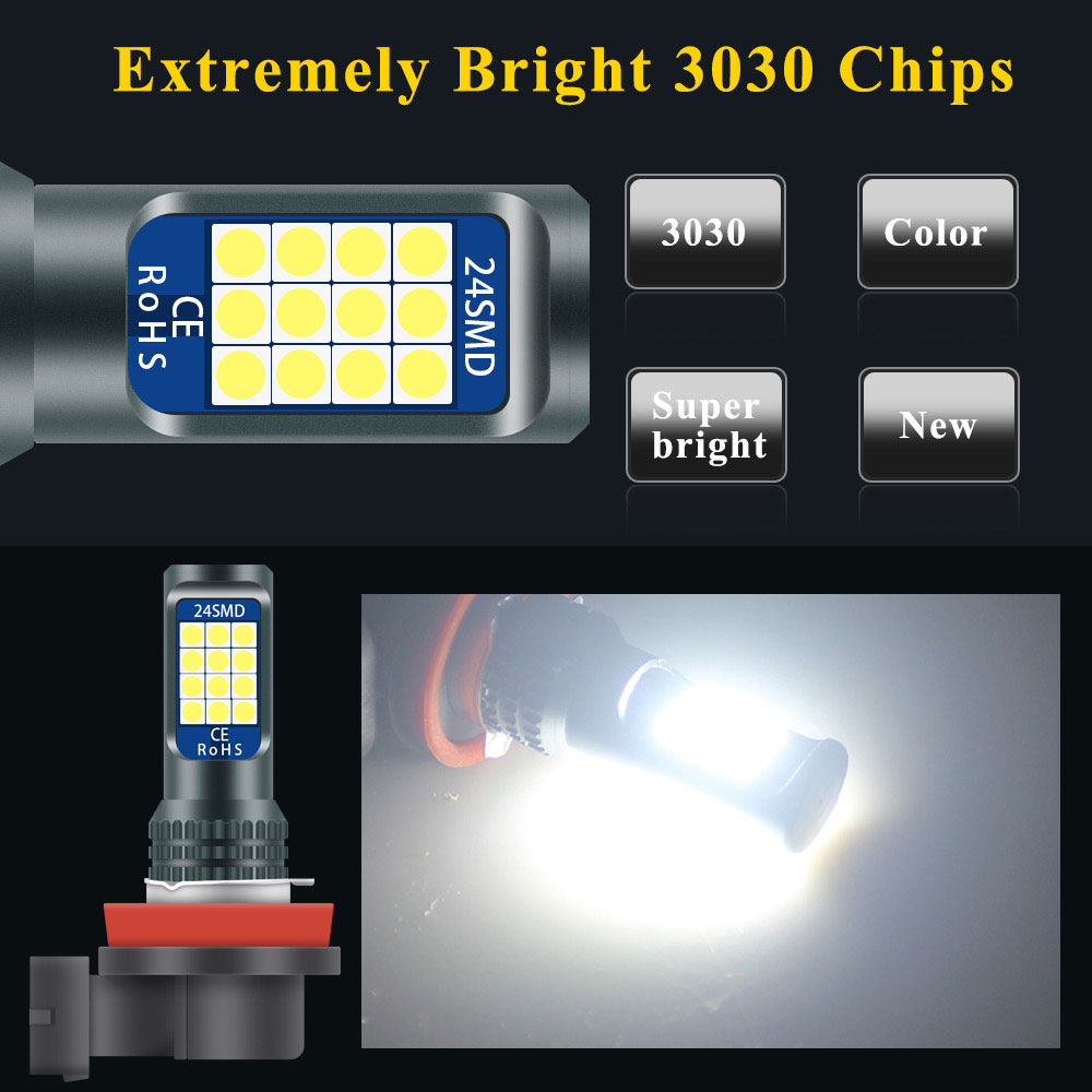 2x Car Fog Lamp H8 H11 H9 LED  - Yellow Food Snacks ulasan dan harga